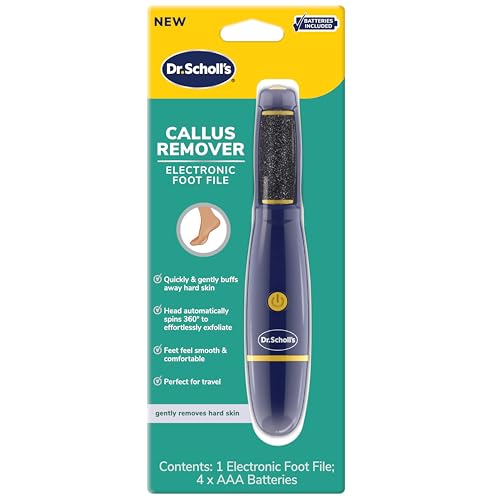 Dr. Scholl's Callus Remover Electronic Foot File, Electric Hard Skin Removal for Feet, Effortless Soft Smooth Skin in Minutes, Perfect for Travel, for Women & Men, AAA Batteries Included