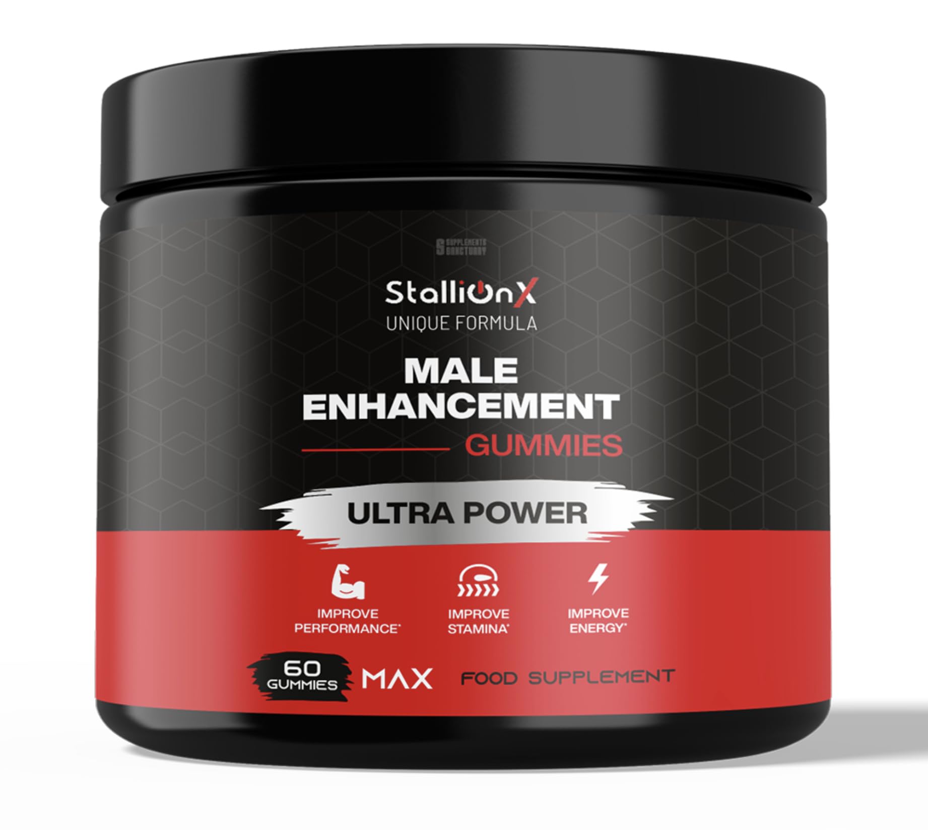 StallionX MAX Male Gummies, Maxed Out with Muira Puama and Fenugreek Plus Ashwagandha and Maca, Pack of 60 Gummies...Stallion X, 30 Servings