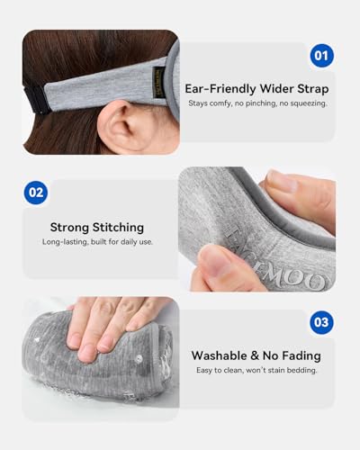 Weighted Eye Mask for Sleeping - 3D Blackout Sleep Mask for Women Men, Zero Eye Pressure, Lash-Friendly, Adjustable Strap, Airplane Travel Essentials for Long Flight & Road Trip, Meditation Mask(Gray)