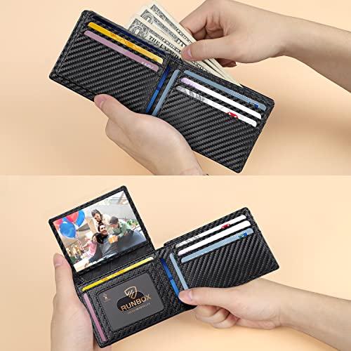 RUNBOX Wallet for Men Slim Rfid Leather 2 ID Window With Gift Box | Slim, Rfid, 2 ID Window, With Gift Box, Slim, Rfid