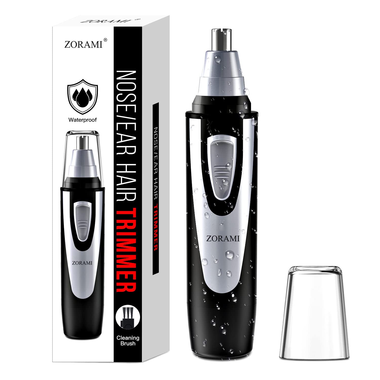 Ear and Nose Hair Trimmer Clipper - 2026 Professional Painless Eyebrow & Facial Hair Trimmer for Men Women,Battery-Operated Trimmer with IPX7 Waterproof,Dual Edge Blades for Easy Cleansing Black