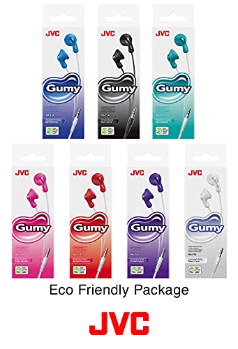 JVC Gumy In-Ear Wired Headphones Earphones Compatible with iPod, iPhone, Samsung - Blue