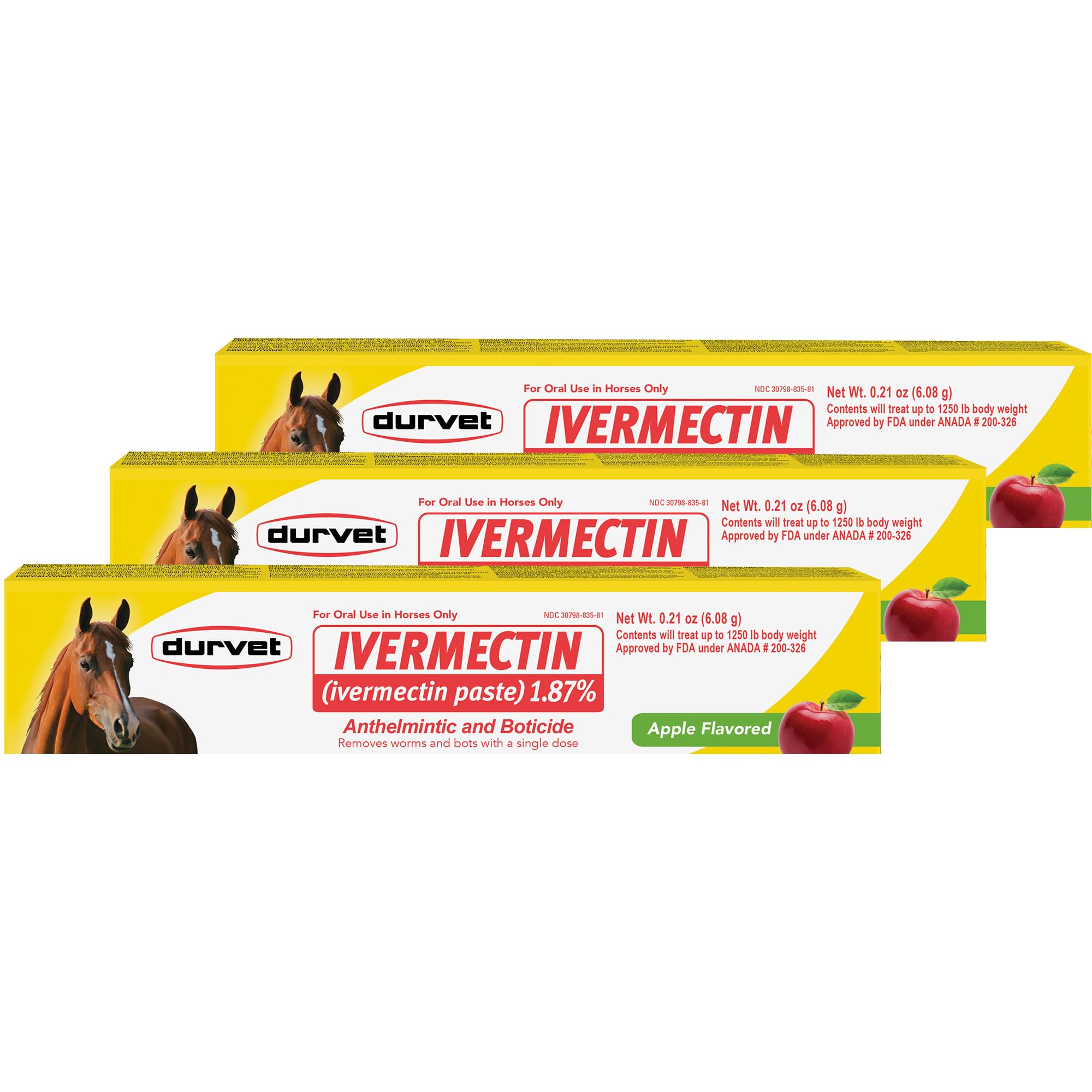Ivermectin Paste Dewormer - 6.08g dose @ 1.87%-Apple Flavored, 3 Count
