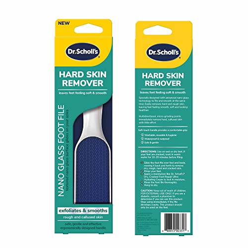 Dr. Scholl's Hard Skin Remover Nano Glass Foot File - Foot Callus Remover, Durable Foot Scrubber, Dead Skin Remover, Hygienic Pedicure Tool, Long Lasting Foot Buffer, Soft Smooth Feet