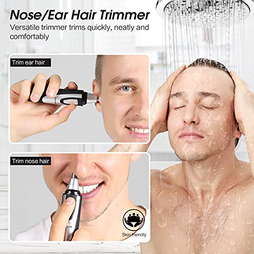 Ear and Nose Hair Trimmer Clipper - 2026 Professional Painless Eyebrow & Facial Hair Trimmer for Men Women,Battery-Operated Trimmer with IPX7 Waterproof,Dual Edge Blades for Easy Cleansing Black