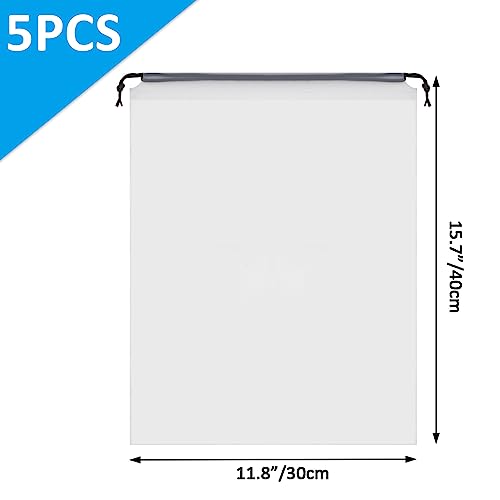 Waterproof Travel Drawstring Shoe Bags for Packing, Storage, Travel Essentials for Men and Women, 15.7 x 11.8 inches, Clear, 5 pieces