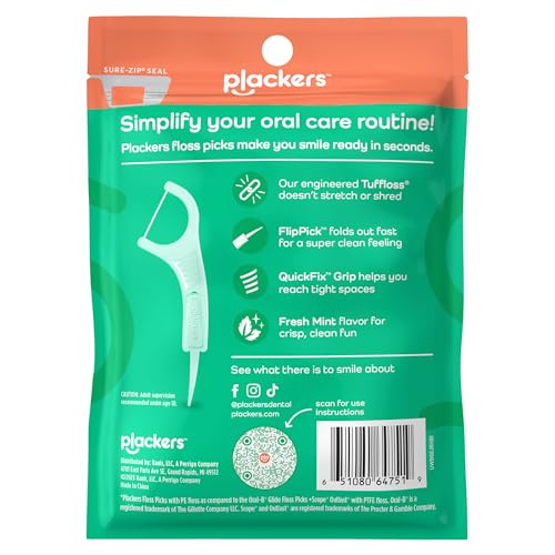Plackers Micro Line Dental Floss Picks, Fold-Out FlipPick, Tuffloss, Mint, 36 Count