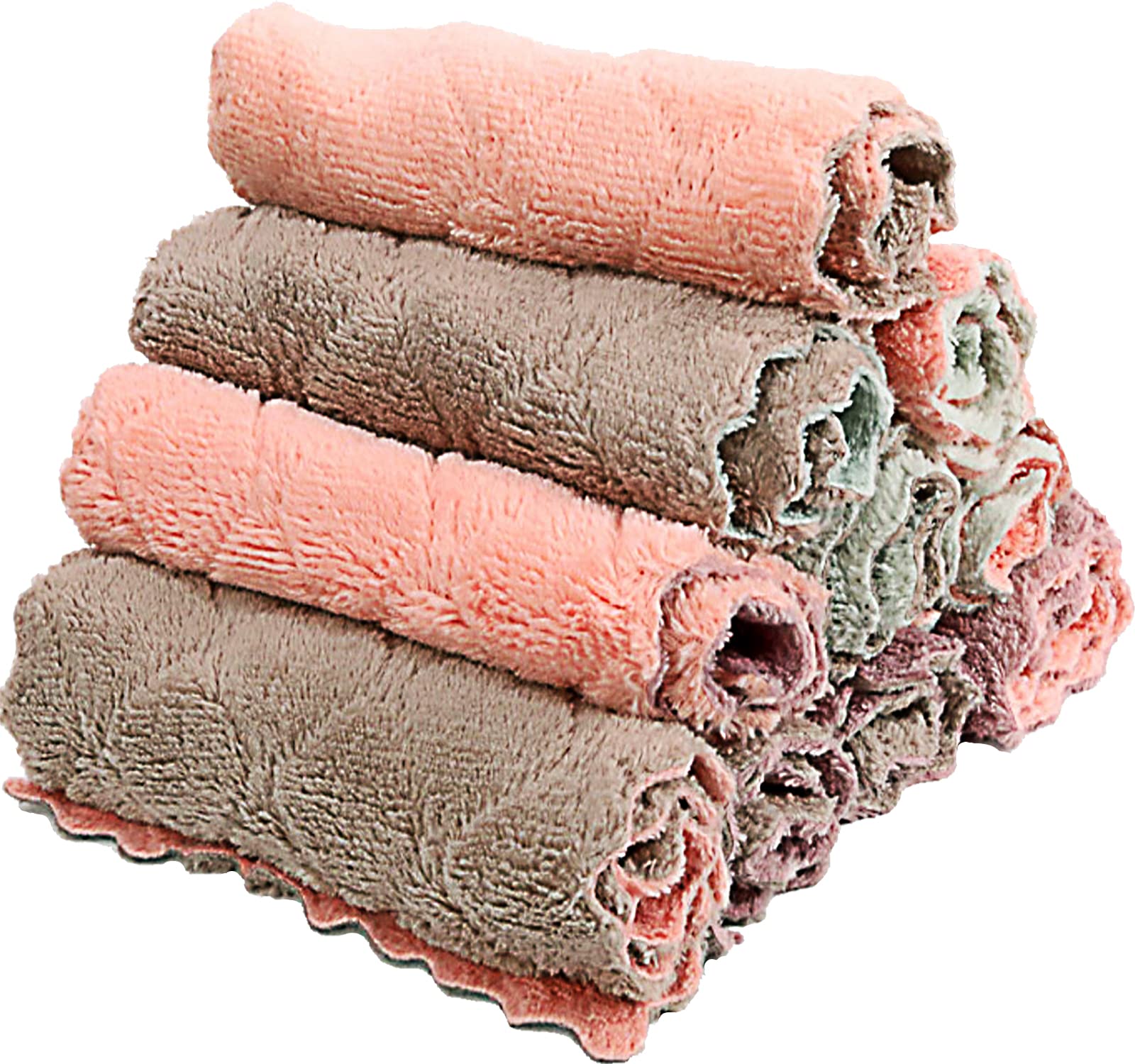 Kitchen Cloth, Microfiber Dish Towels Washcloths, Super Absorbent Coral Velvet Dishtowels, Premium Cleaning Cloths,Non-Stick Oil Quick Dry Dish Towels, Soft Tea Towel, Table Cleaning Cloths. (10)