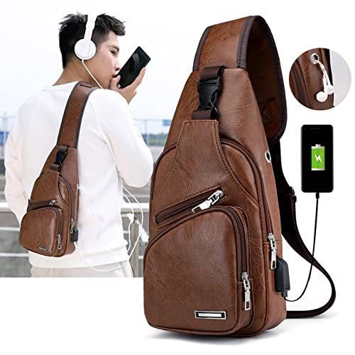 Crossbody Sling Bag with Earphone Hole for Men and Women, Small Shoulder Bag